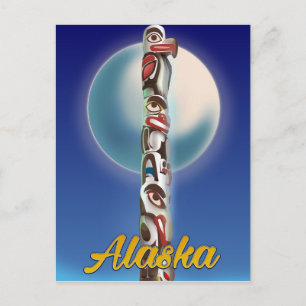 Carte Postale Impression de voyage Alaska Totem Pole