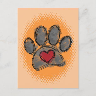 Carte Postale Impression demi-ton Amoureux des chiens Dessin Aqu