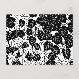 Carte Postale Impression feuille japonaise, noir et blanc