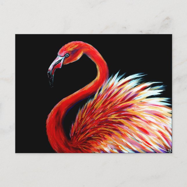 Carte postale Impression Flamant rose Art (Devant)