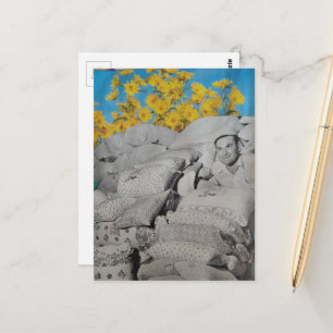 Carte Postale Impression Florale Rétro de sacs de farine et tour