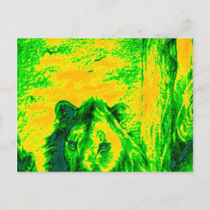 Carte Postale Impression Fluorante Lion Art Vision Night