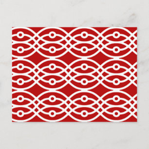 Carte Postale Impression kimono, rouge foncé et blanc