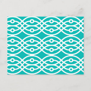 Carte Postale Impression kimono, turquoise et blanc