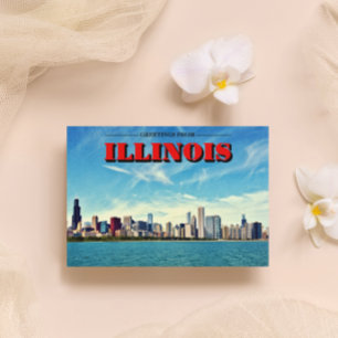Carte Postale Impression Skyline Illinois Chicago