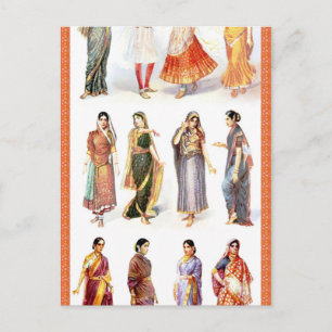 Carte Postale Impression vintage de styles de Sari