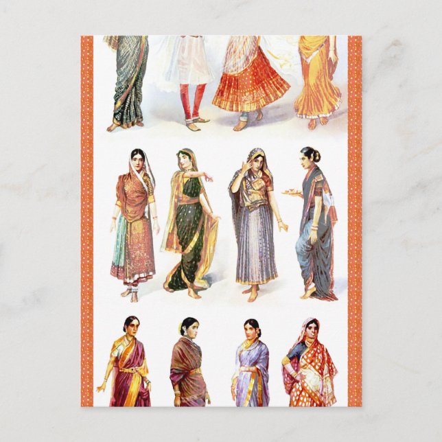 Carte Postale Impression vintage de styles de Sari (Devant)