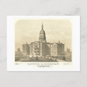 Carte Postale Impression vintage du Capitole d'État à Lansing, M
