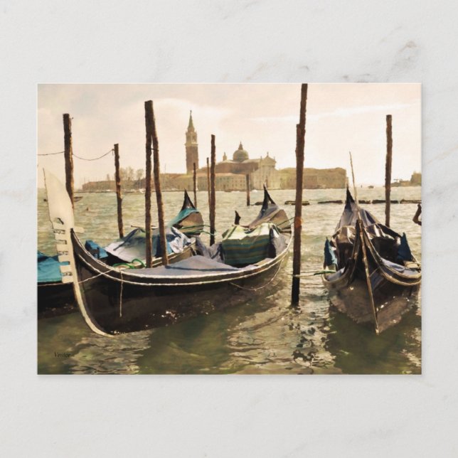 Carte Postale Impressionnément Venezia Gondole (Devant)