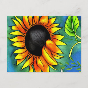 Carte Postale Impressionnisme tournesol Crayon Art