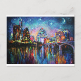 Carte Postale Impressionniste Austin City peinture du centre-vil