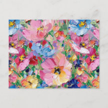 Carte postale impressionniste de fleurs abstraites