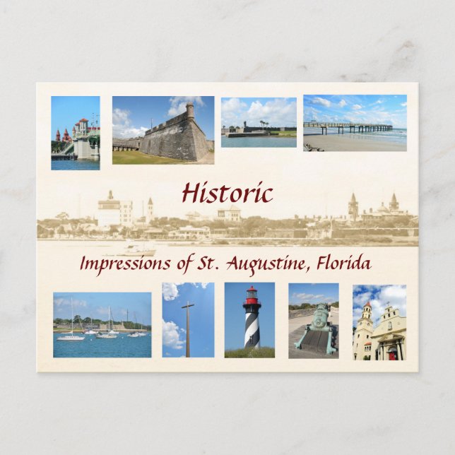 Carte Postale Impressions historiques de Saint Augustin, Floride (Devant)