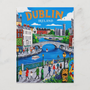 Carte Postale Imprimable Dublin Irlande Travel Art Vintage
