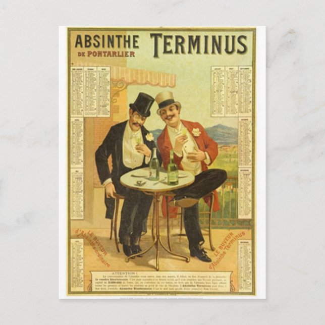 Carte Postale Imprimantes vintages d'alcool (Devant)