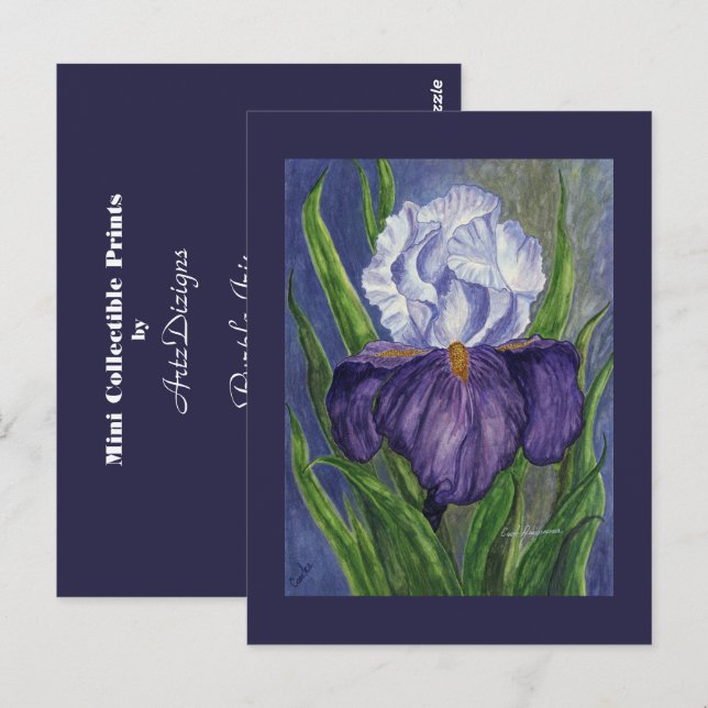 Carte Postale Imprimantes violettes Iris Mini Collectibles (Devant / Derrière)