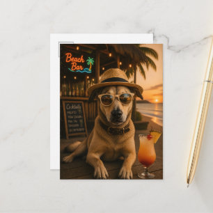 Carte Postale Imprimé d'art mural de chien de plage drôle