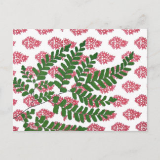 Carte Postale Imprimé indien rose et fern