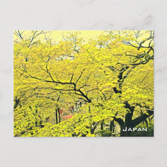 Carte Postale imprimé japonais jaune gingko (Devant)