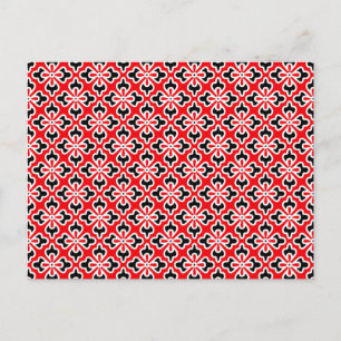 Carte Postale imprimé kimono floral, rouge, noir et blanc