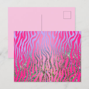 Carte Postale Imprimé tigre rose semi-pailleté