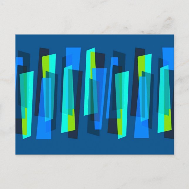 Carte postale imprimée abstraite bleu et vert rétr (Devant)