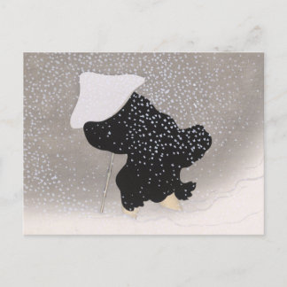 Carte Postale Imprimer Bois japonais de neige tourbillonnante