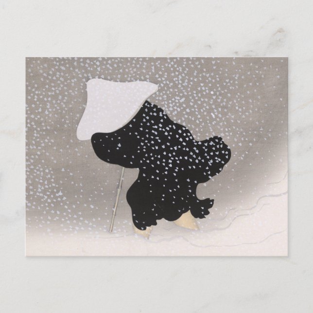 Carte Postale Imprimer Bois japonais de neige tourbillonnante (Devant)