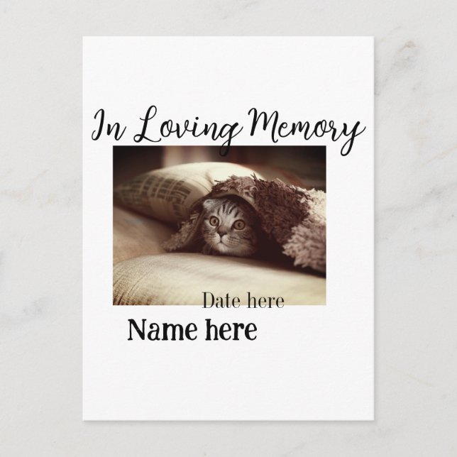 Carte Postale In loving memory memorial keepsake add pet name (Devant)