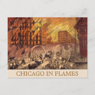 Carte Postale Incendie vintage Great Chicago Illinois