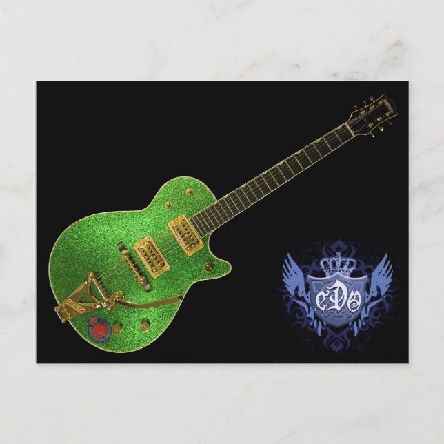 Carte postale inclinée de guitare verte CDO  (Devant)