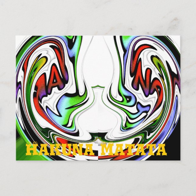Carte Postale Incroyable Impression artistique Hakuna Matata Whi (Devant)