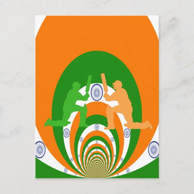 Carte Postale Inde Cricket Spirit : Design abstrait (Devant)