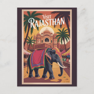 Carte Postale Inde Rajasthan Illustration Voyage Art Vintage