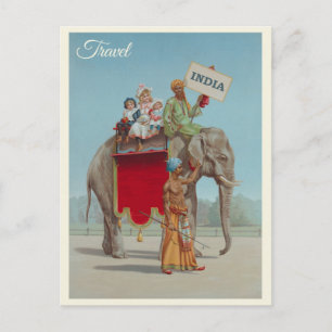Carte Postale Inde Vintage Elephant Travel