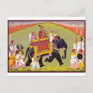 CARTE POSTALE INDIAN MAHARAJA SUR ROYAL HUNT ÉLEPHANT