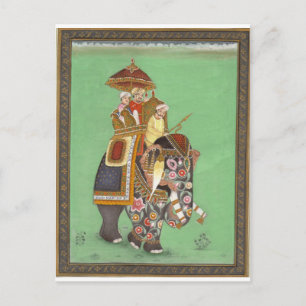 CARTE POSTALE INDIAN MAHARAJAH SUR L'ÉLÉPHANT ROYAL DÉCORÉE