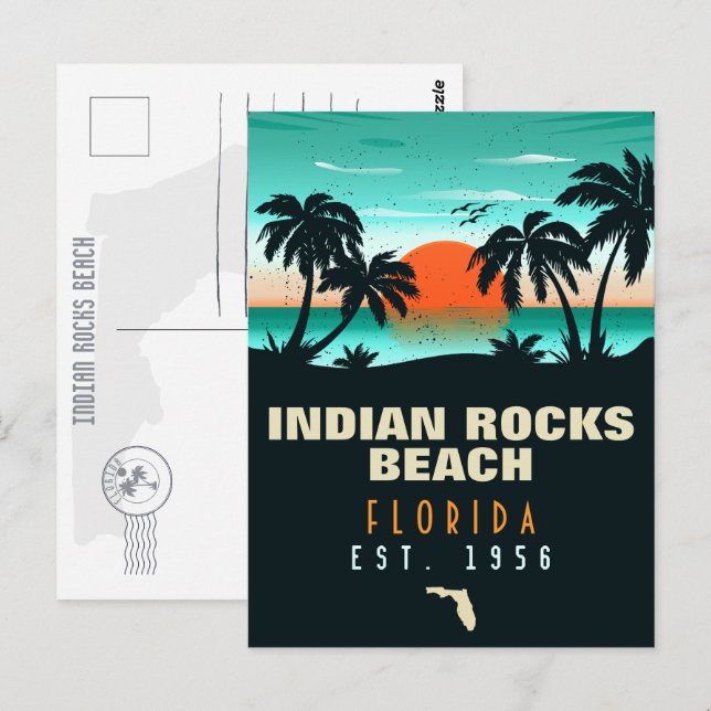 Carte Postale Indian Rocks Beach Floride Retro Sunset Souvenirs (Devant / Derrière)