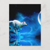 Indian wolf and the full moon
