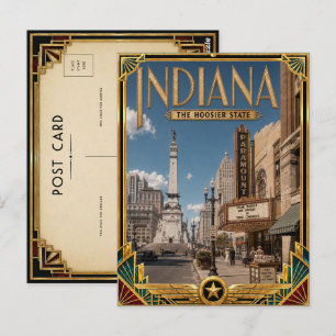 Carte Postale Indiana Art Déco vintage de l'âge d'or