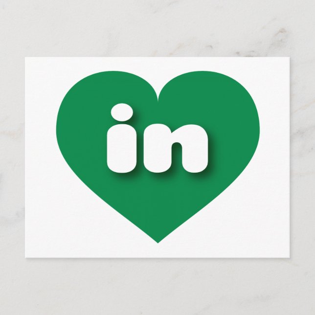 Carte Postale Indiana coeur vert - J'aime dans (Devant)
