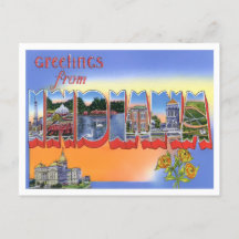 Carte postale Indiana Vintage Big Letters