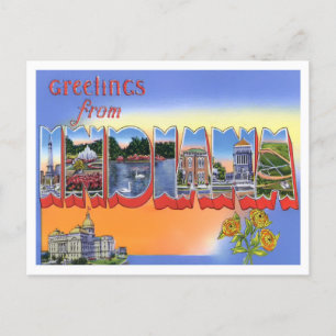 Carte postale Indiana Vintage Big Letters