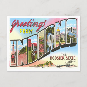 Carte postale Indiana Vintage Big Letters