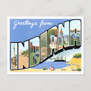Carte postale Indiana Vintage Big Letters