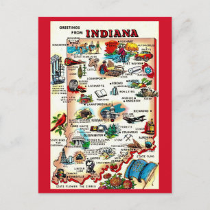 Carte Postale Indiana vintage illustrée