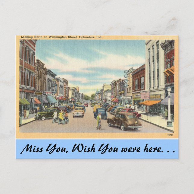 Carte Postale Indiana, Washington Street, Columbus (Devant)