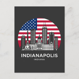 Carte Postale Indianapolis City Indiana American Flag