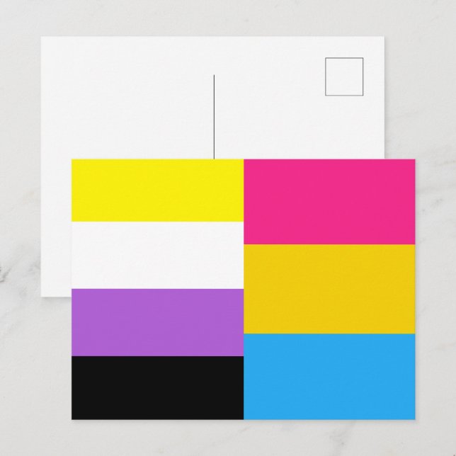 Carte Postale Indicateur Pansexuel non binaire à double fierté (Devant / Derrière)