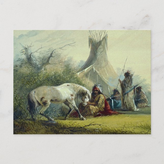 Carte Postale Indien et son cheval 1858 (Devant)
